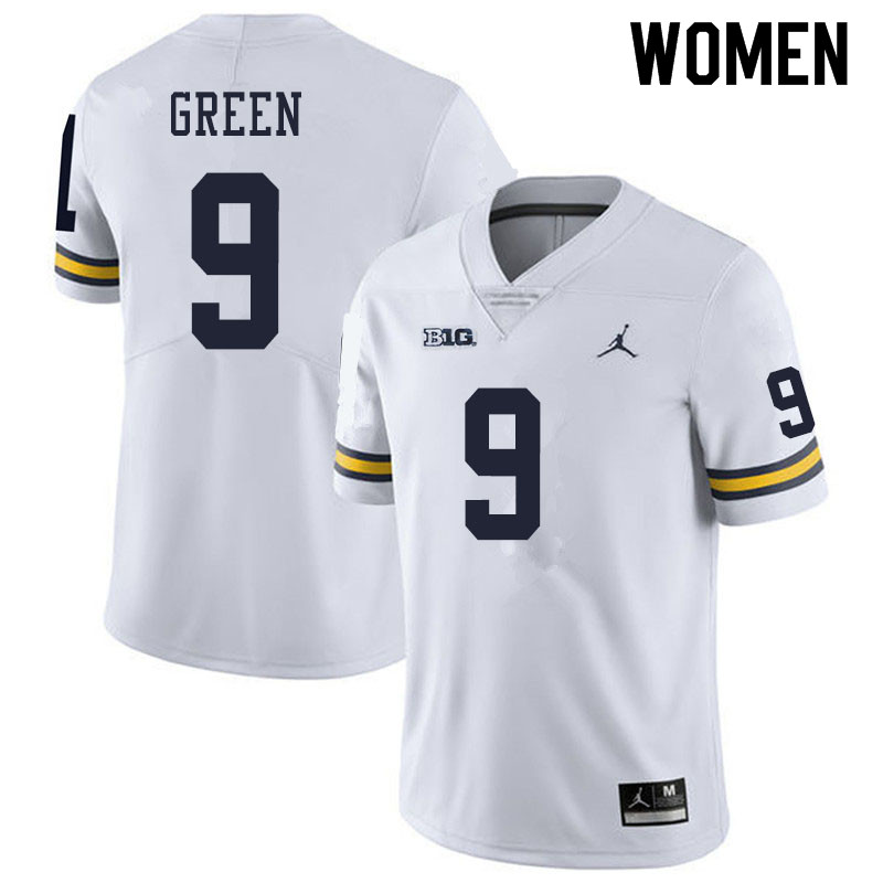 Women #9 Gemon Green Michigan Wolverines College Football Jerseys Sale-White